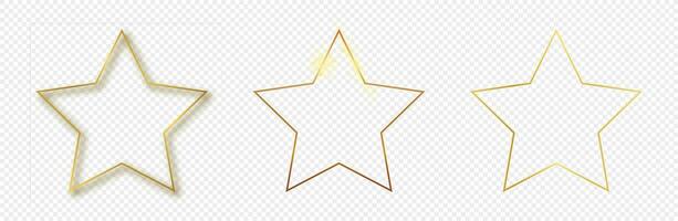 Gold glowing star shape frame vector