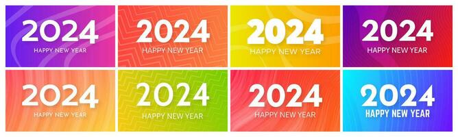 2024 Happy New Year on colorful backgrounds vector