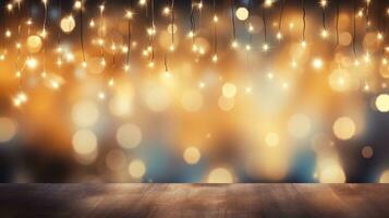 AI generated Background with chain of lights and bokeh for party invitation, AI Generative photo