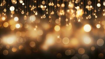 AI generated Background with chain of lights and bokeh for party invitation, AI Generative photo