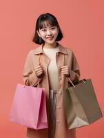 AI generated A girl holding shopping bag photo