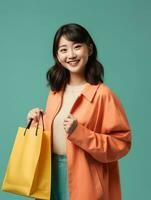 AI generated A girl holding shopping bag photo