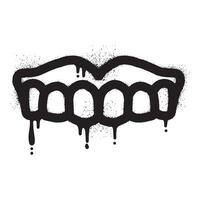 Dentures graffiti drawn with black spray paint vector