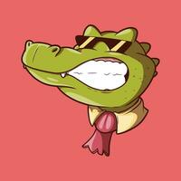 Crocodile character with sunglasses and aggressive face vector illustration. Bussiness design concept.