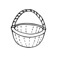 Basket isolated on white. Vector hand-drawn illustration, for your autumn design.