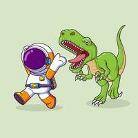 Astronaut running Away from a Dinosaur vector