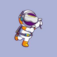 Cute Astronaut Playing Game VR In Space. Science Technology Icon Concept vector