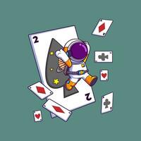 Cute Astronaut jumping from many cards. Science Technology Icon Concept vector