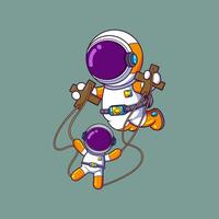 gracioso astronauta jugando marioneta espectáculo vector