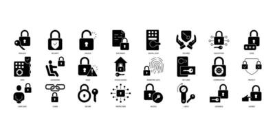 Lock icons set. Set of editable stroke icons.Vector set of Lock vector