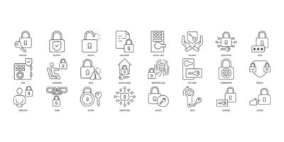 Lock icons set. Set of editable stroke icons.Vector set of Lock vector