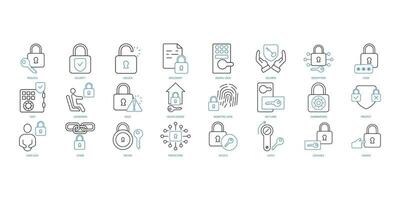 Lock icons set. Set of editable stroke icons.Vector set of Lock vector