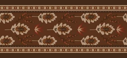 Seamless border design with ethnic floral pattern. Repeat pattern with floral elements. Can be used for textile design, invitation card design, frames, border, knitwear, print, texture etc. vector