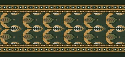 Seamless border design with ethnic floral pattern. Repeat pattern with floral elements. Can be used for textile design, invitation card design, frames, border, knitwear, print, texture etc. vector