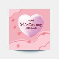 Valentine's square banner design template. Red background with love line frame. Usable for social media post, greeting card, banner, and web ad. vector