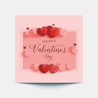 Valentine's square banner design template. Red background with love line frame. Usable for social media post, greeting card, banner, and web ad. vector