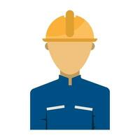 Simple engineering man character on the white background, officer and specialist concept, editable shape object copy space for text and design vector