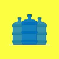 Vector blue bottle of water on the yellow background, liquid pure drinking water for health after food or workout, using for logo and branding, editable object shape copy space for individual text