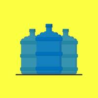 Vector blue bottle of water on the yellow background, liquid pure drinking water for health after food or workout, using for logo and branding, editable object shape copy space for individual text