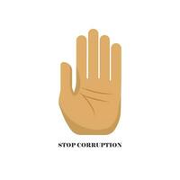 A raise palm of hand stop for corruption rejected bribery, corruption and venality illegal concept, editable shape object, copy space for text and individual design, vector flat style eps10