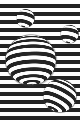 Background of black and white horizontal strip and 3d-figures. Templates for banner, cover, poster, postcard. Abstract black and white patterns. Optical 3D art