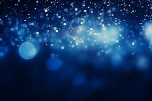 AI generated Blue glitter bokeh background photo