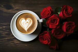 AI generated Valentine's Day Coffee. AI Generated photo