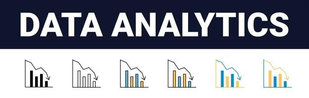 Precision Insights Streamlined Web Icons for Data Analysis, Statistics, and Analytics Minimalist Outline, black and color fill Collection in Vector Illustration. calculator, data, database,