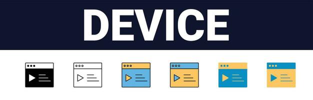 Computer Technology icon. Line, glyph and filled outline colorful version, Monitor Display Screen outline and filled vector sign. Symbol, logo illustration. Different style icons set. Vector graphics