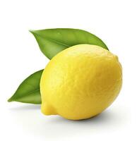 AI generated Lemon with leaf isolated on white background. AI Generated photo