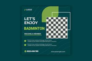 social media badminton banner design  flyer vector