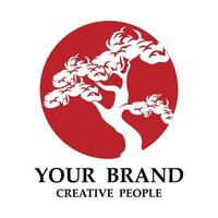 bonsai logo modelo vector ilustración diseño