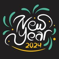 new year typography vector design, dots, splash of light and firework