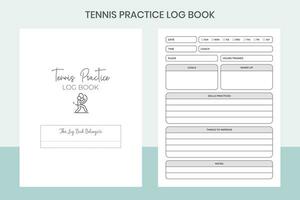 Tennis Practice Log Book Pro Template vector