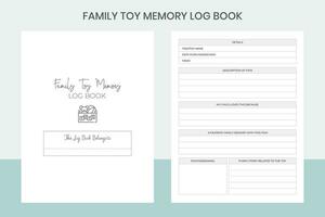 Family Toy Memory Log Book Pro Template vector