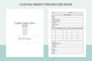 Custom Order Form Record Book Pro Template vector