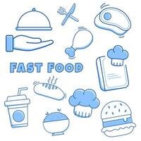 Fast Food Line Icon Set vector