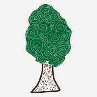 a drawing of a tree with green leaves vector