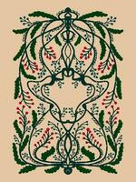 a floral pattern with leaves and berries vector