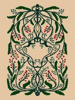 a floral pattern with leaves and berries vector