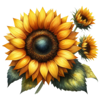 AI generated beauty sunflower watercolor colorful illustration clipart. hand drawing on png transparency