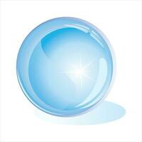 Realistic 3d glass ball on light background. fresh blue color with light reflections. white background vector