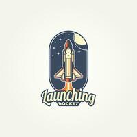 rocket launch vintage badge logo template vector illustration design