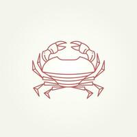 minimalist isolated red crab line art icon logo template vector illustration design