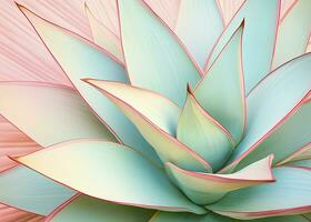 AI generated Agave leaves in trendy pastel colors for design backgrounds. AI Generated photo