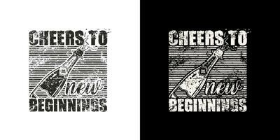Cheers to new beginnings - typography vintage graphic happy new year t shirt design. Happy new year 2024 t shirt design photo