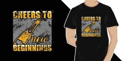 Cheers to new beginnings - typography vintage graphic happy new year t shirt design. Happy new year 2024 t shirt design vector