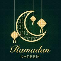 ramadan kareem greeting card with gold and black background vector