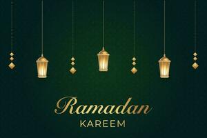 Ramadán kareem saludo tarjeta con linternas vector