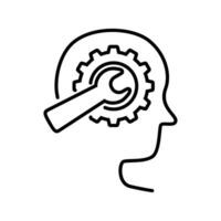 human head with gear icon design. innovation analysis process concept. vector